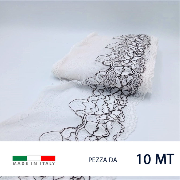 Pizzo raschel elastico con motivo floreale.