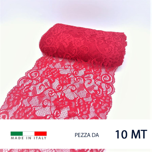 Pizzo raschel elastico con motivo floreale.